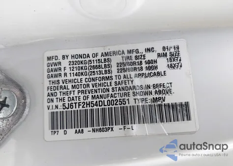 2013 Honda Crosstour Ex-L V6 z USA, uszkodzony, nr VIN 5J6TF2H54DL002551